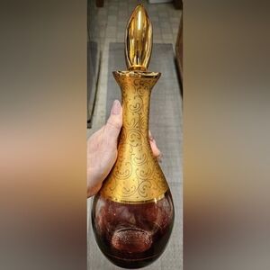 Rare Vintage Vecchia Amber Murano Blown Glass Decanter